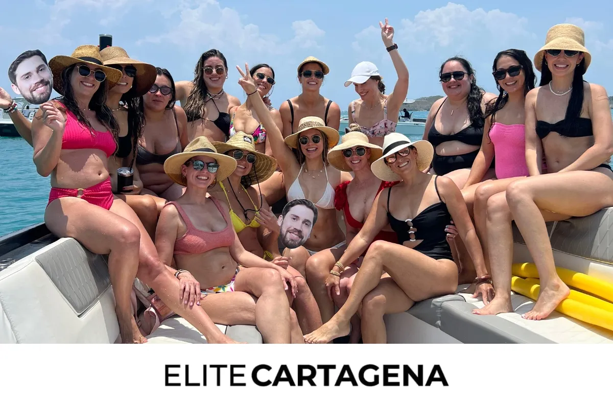 Bachelorette boat party cruising Cartagena Bay