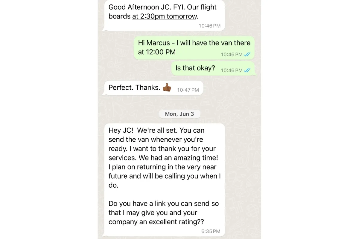 Five-star guest review screenshot 6